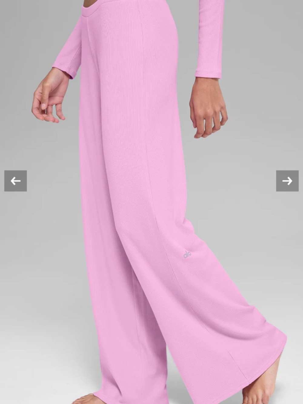 ALO Yoga Pink Ribbed Wide-Leg Jumpsuit Pants